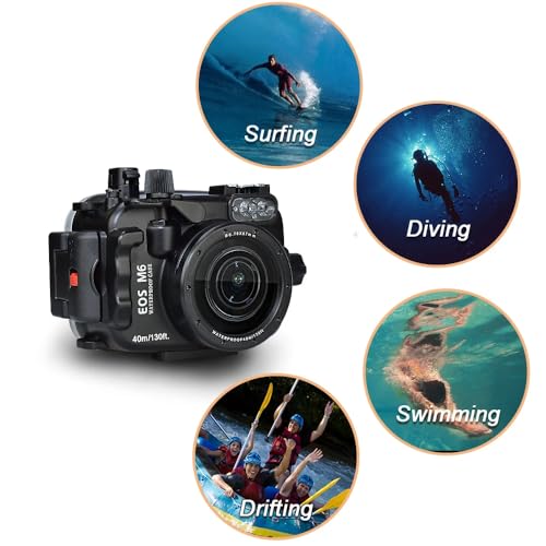 Sea frogs Underwater Camera Housing Compatible with Canon EOS M6 18-55mm IPX8 40m/130ft Maximum Diving Depth Waterproof Camera Case for Diving, Surfing, Rowing