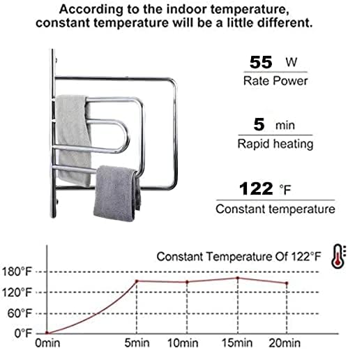 Polished 304 Stainless Steel Heated Towel Rack - Wall-Mounted 4 & 6-Bar Towel Warmer, Plug-in & Hardwired for Luxurious Spa Comfort, Modern Design, Fast Drying, Home Bathroom Essentials