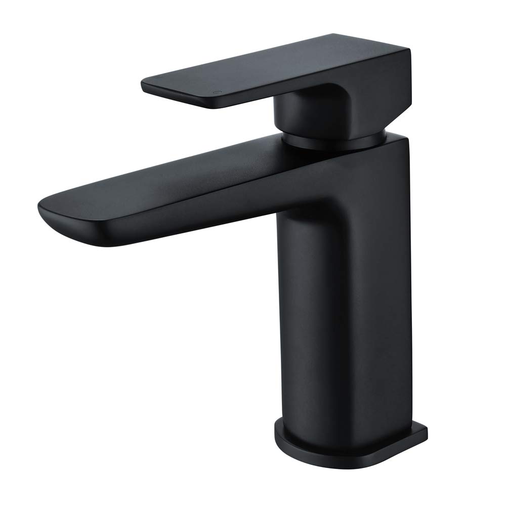 JT Pickfords | HYD307K Hydro Matt Black Cloakroom Basin Mono Mixer Tap & Push Button Basin Waste