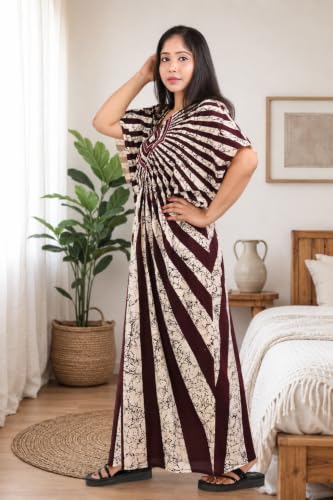Image of Pure Cotton Indonesian Kaftan Nighty Full Length | Breathable material