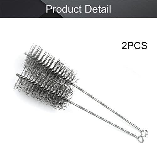 Image of Utoolmart Steel Wire Tube Brush, 2.0-inch Diameter, 12-inch Length, 2pcs | Stainless Steel Wire,Long-Handle Bristle,Spiral Power Design, Cleaning Tool, For Tubes Pipes Bottles, Auto Parts & Lab Use