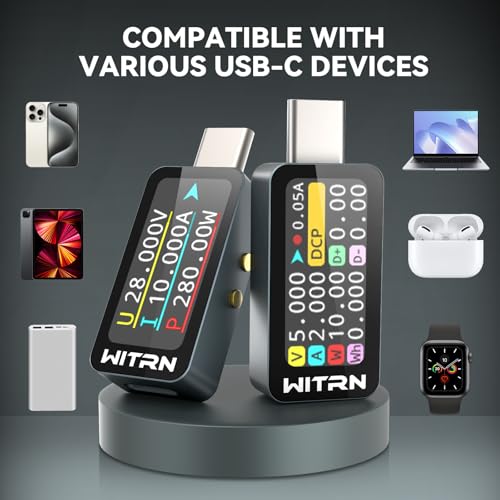 Image of Diymore USB C Power Meter Portable USB-C Tester,Digital Power Meter, for USB-C Phones, Laptops, Chargers and More Voltage Tester Multimeter Tester USB Tester Power Meter USB Power Meter