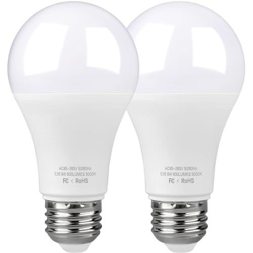 Garage Door Opener LED Bulb 5000K White LED Light Bulb for Garage Door Opener Compatible with Chamberlain Genie Craftsman and LiftMaster Openers - Bulbls with E26 Base 9 W (2PCS Bulbs)