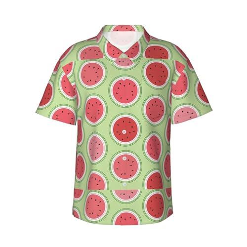 Chemise hawaïenne verte homme motif fruit d'été manches courtes vêtement plage