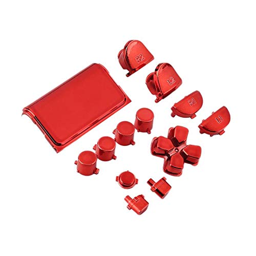New Full Chrome Button Replacement Mod Game Kit for Playstation 4 PS4 Controller Joystick Video Game Playstation Red Color