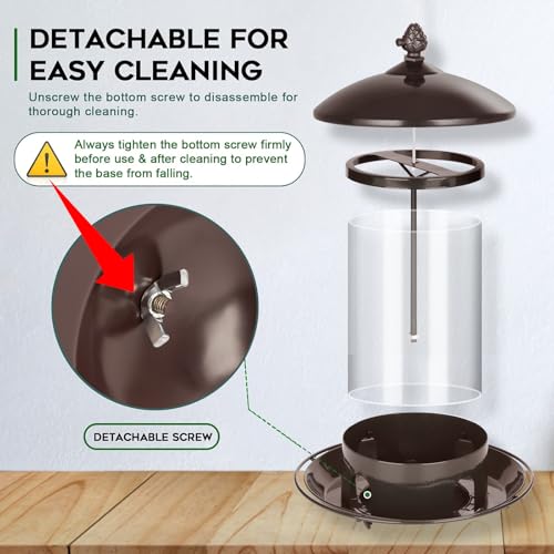 Gbekery Metal Bird Feeders for Outdoors Hanging, Weather Resistant Wild Bird Feeder with 360 Degree Feeding Tray, Brown by Gbekery - Used condition - Image 5