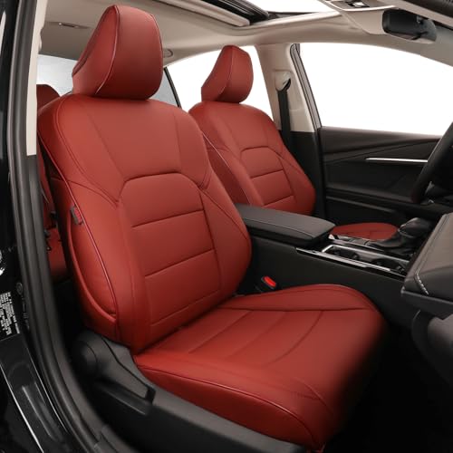 EKR Camry Seat Covers for Toyota Camry L LE SE 2018-2024 & SE Nightshade 2020-2024 (Not for Hybrid) Leather Car Seat Cover Full Set for Trucks SUV-Faux Leather (Burgundy)