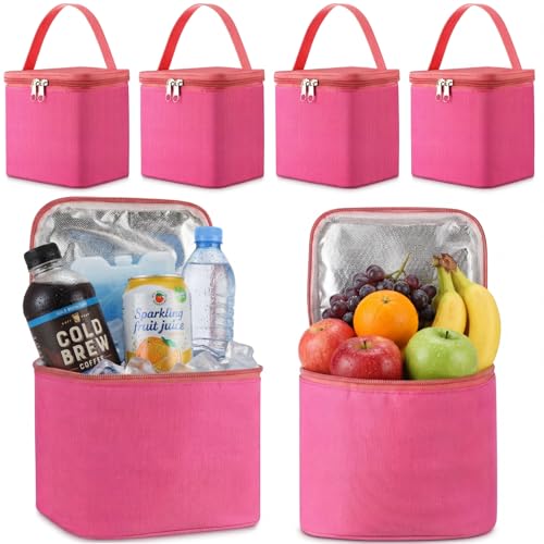 SilTriangle 4 Pack Christmas Dopamine Color Insulated Lunch Bag for Adult Reusable Waterproof Canvas Cooler Bags to Keep Drinks, Snacks Fresh and Gift...