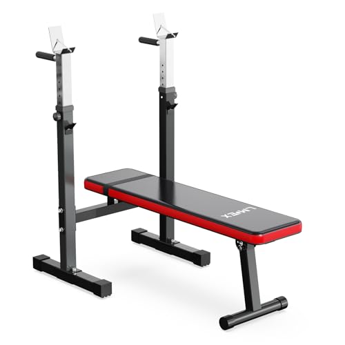 Lmdex Adjustable Weight Bench with Squat Rack & Dip Station