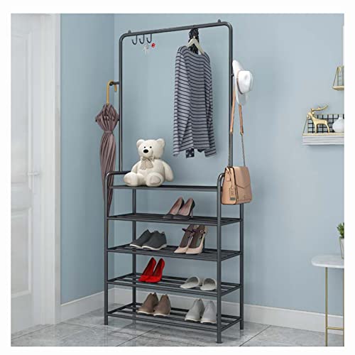 erkebspm Perchero Perchero Perchero Zapatos Estante Perchero Perchero Independiente Perchero para Entrada, Sala De Estar, Dormitorio/Negro/70X28X165Cm
