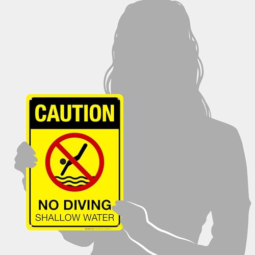 Cartel de precaución para piscina 10x14 pulgadas aluminio miniatura 4