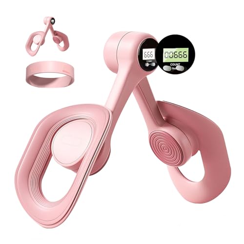 Kegel Pelvic Floor Trainer for Women with Counter , Inner Thigh Muscle Master Exercise Devices, Leg Strengthener Workout Exerciser Equipment for Home Use (Pink)