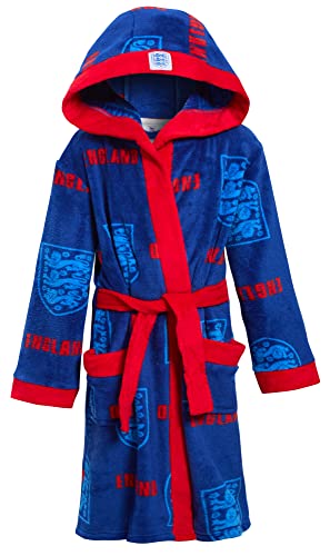 Peignoir classique England Football bleu et rouge pour enfant 5-6 ans avec logo 3 Lions