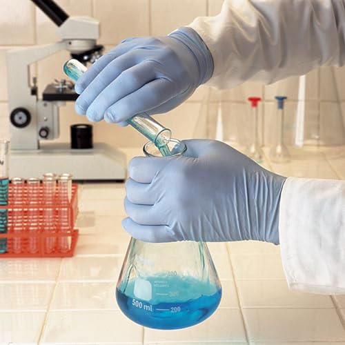 Image of Ansell TouchNTuff 92-670 Disposable Nitrile Gloves, Powder-Free and Food Certified, High Chemical Resistance and Mechanical Protection, Professional Safety Gloves, Blue, Size L (100 Gloves)