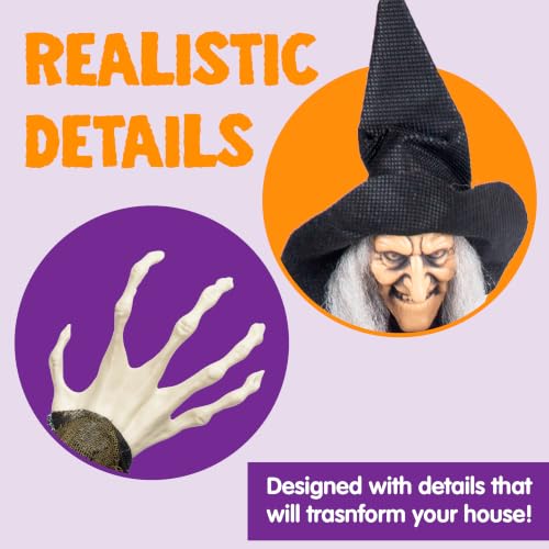 Image of JOYIN 4 Pcs 19.6 inch Hanging Witch Halloween Decorations Outdoor Indoor Flying Haunted House Scary Decor for Lawn Garden Yard