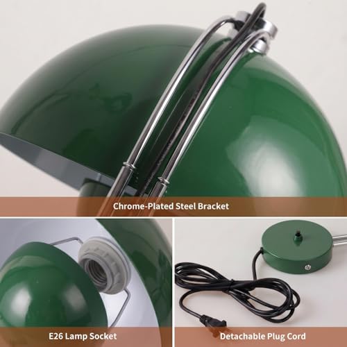 Image of Mid-Century Modern Bud Plug in Wall Sconces for Bedroom, Hunter Green | Indirect lighting reading wall lamp, all-metal construction, plug-in or hardwired install, fits bedroom bedside, living room