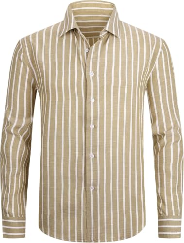 Image of Zombom Men's Regular Fit Vertical Striped Casual Shirt | Full Sleeve Cotton Blend Shirt for Men | Slim Fit Stylish Party