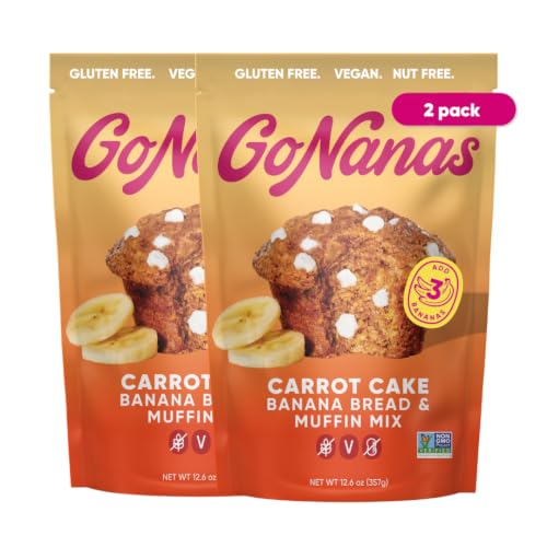 GoNanas Carrot Cake Banana Bread &amp; Muffin Mix, Gluten Free, Vegan, 2 Pack