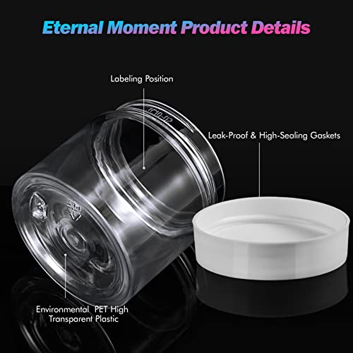 Image of Eternal Moment 36 Pack 6 OZ Plastic Jars Clear Cosmetic Container with Lids