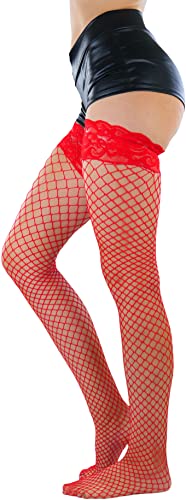 Image of ToBeInStyle Women's Vibrant Large Net Fishnet Thigh High Elastic Nylon Novelty Stockings