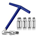 SZHUGEKI Zündkerzenschlüssel Set, 5-teilig Universal Zündkerzenschlüssel, 14/16/18/21mm, T-Griff Zündkerzen Steckschlüssel für Auto und Motorradfür(Blau) (Blau)