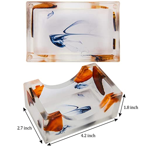image for Wood Coasters with Holder, GOH DODD Wooden Drink Coasters Set, Modern 