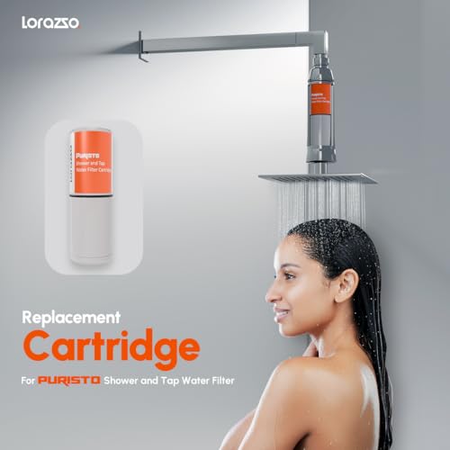Image of Lorazzo PURISTO Replacement Cartridge for Shower & Tap Filter | Hard Water Softener for Home | Compatible with Puristo Water Filter for Tap, Bath & Shower