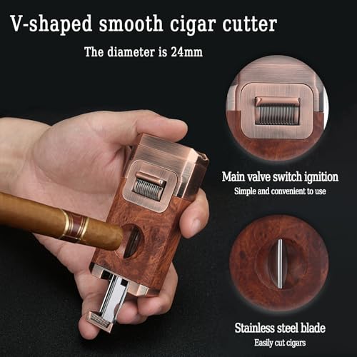 Encendedor para cigarros recargable con cortador y soporte negro miniatura 6