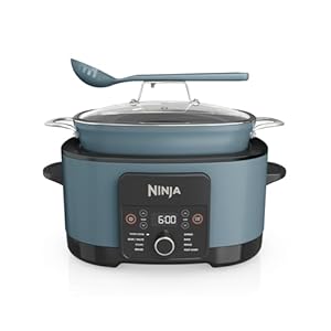 Ninja Foodi PossibleCooker 8L, Slow cooker e multicooker digitale 8 in 1 con casseruola antiaderente, griglia per cottura al vapore, coperchio in vetro e mestolo, grigio sale, MC1001EU