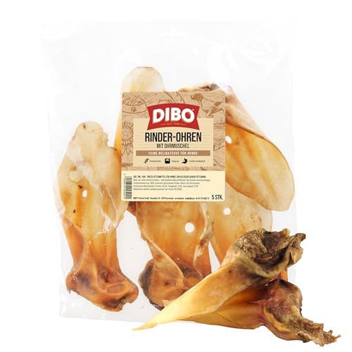 DIBO Oreilles de bœuf avec Coquillage, Sachet de 5, la Petite collation Naturelle ou friandise à...