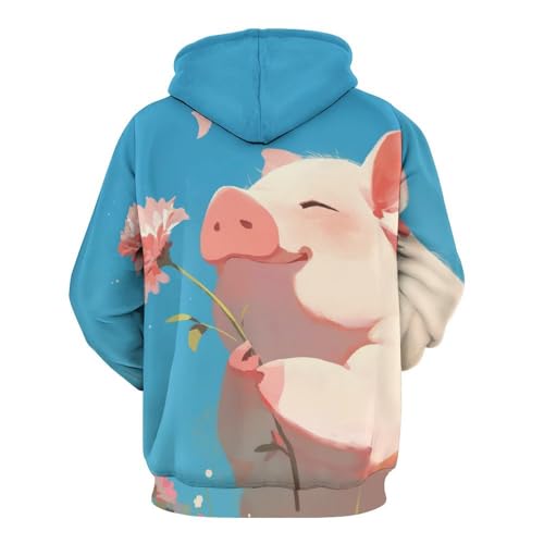 Sweatshirt Cochon Mignon Fleur pullover manches longues de taille S unisexe - 4