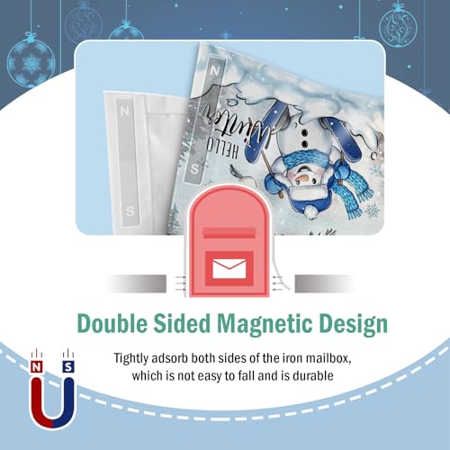 Image of Hello Winter Skiing Snowman Mailbox Cover Magnetic Standard Size