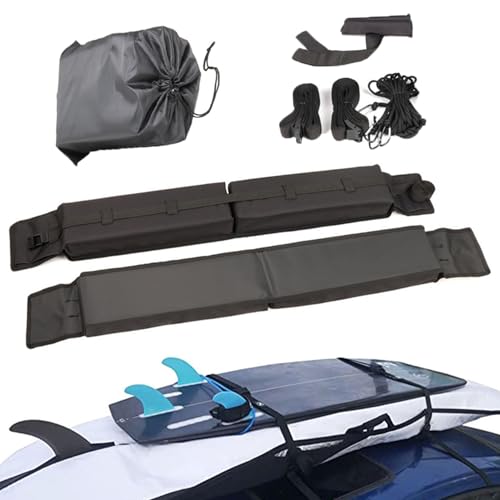 Barre De Toit Souples Universelles Porte-Bagages Toit -De Voiture,avec 4 Sangles d’Arrimage pour Kayak Planche à Voile Sup Canoë Snowboard Gain De Place...