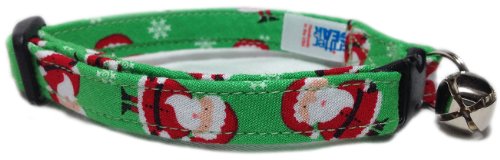 Breakaway Cat Collar in Christmas with Mini Santas (U.S.A. Made)