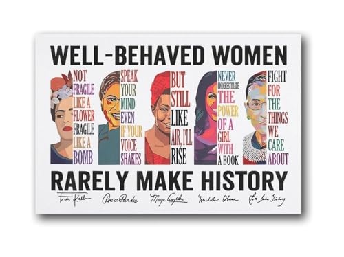 Poster Well Behaved Women Rarely Make History, impression sur toile féministe pour bureau