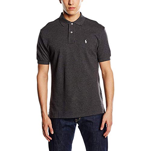 Polo Ralph Lauren Men Slim Fit Mesh Polo Shirt, Black Heather, Small