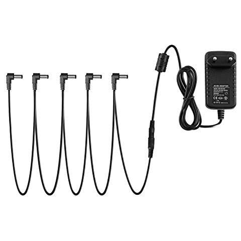 Adaptador de fuente de alimentación Donner para pedal de efectos de guitarra con salida 9V DC y cable de conexión en cadena de 5 vías Cover