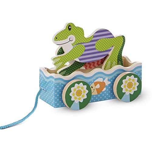 Melissa & Doug 3615 First Play Friendly Frogs Wooden Pull Toy, Multicolor