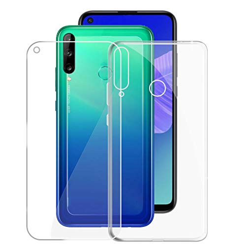 Case Transparent + Tempered Glass Film for Huawei P40 Lite E (6.39"), KJYF HD Screen Protector + Cover TPU Transparent Case Friendly Protective for Huawei P40 Lite E - Transparent