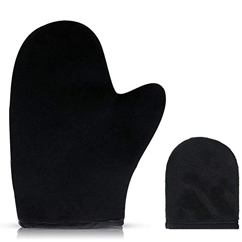 LEALSS Self Tanning Mitt Padded Microfiber Applicator Glove for Self Tanning Spray Tan 2pcs (Black)