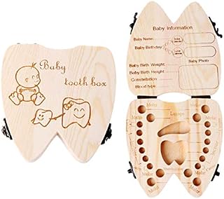 JZK Wooden Baby Milk Teeth Storage Keepsake Box Baby Tooth Holder for 4-12 Years boy Girl Kids Birthday Present Little Children Christening Gift