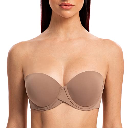 Image of MELENECA Women's Stay Put Padded Cup with Lift Underwire Push Up Strapless Bras