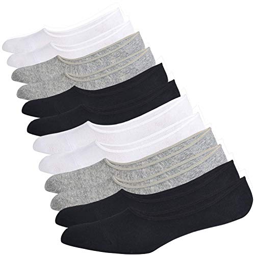 Jormatt 6 Pairs Women Mens Truly No Show Socks with Non Slip Grips Loafers Sneaker Boat Low Cut Shoes Cotton Socks,Men Shoes size 6-10