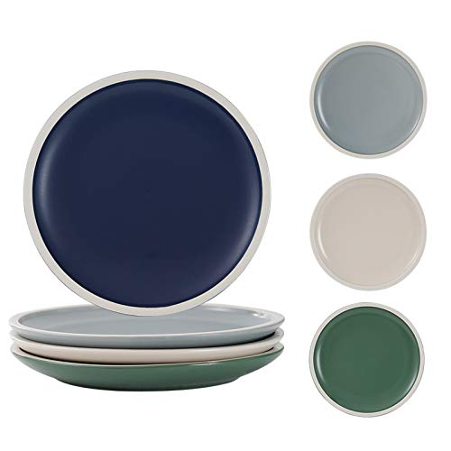 Porcelain Dessert Salad Dinner Plates - 105 Inch Pizza Pasta Round Ceramic Serving Plate Set Dessert Dishes Set of 4