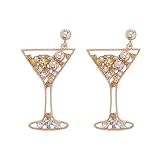 HHRLCHX Pendientes de Anillo de oídos Post Pendientes de Vidrio Joyas de Cristal Dangle Drinestone Drop para Mujeres Pendientes de champán y Aros
