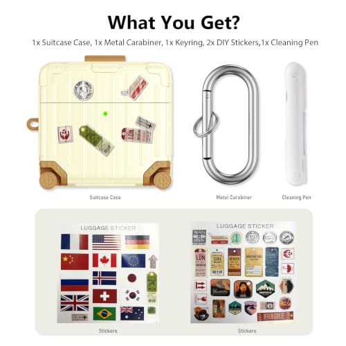 Image of Filoto Compatible with Airpods 4 Case, Cute Fashion Suitcase Design for Airpods 4th Generation Case Cover, Shockproof Protective Hard Case with Keychain /Cleaner Kit