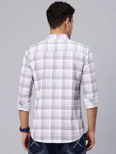 Image of Majestic Man Comfort Slim Fit Pure Cotton Checked Casual Shirt