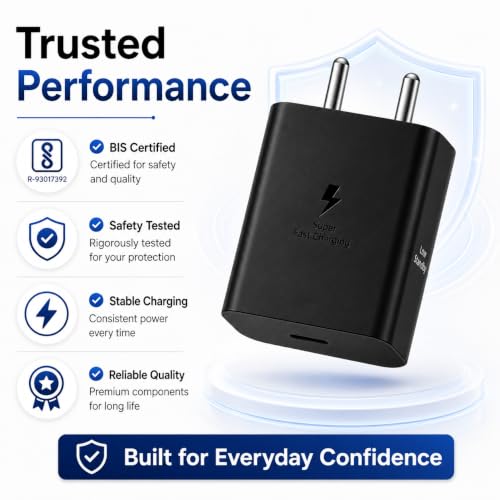 Image of ZYBUX 45W PD Type-C Super Fast Charging Adapter Compatible with Samsung Galaxy S26+|S26 Ultra|S25+|S25|S24 Ultra|S24 FE|S23 |Z Fold7|Z Flip7|Z Fold6|Zflip6| Series Wall Adapter | Black