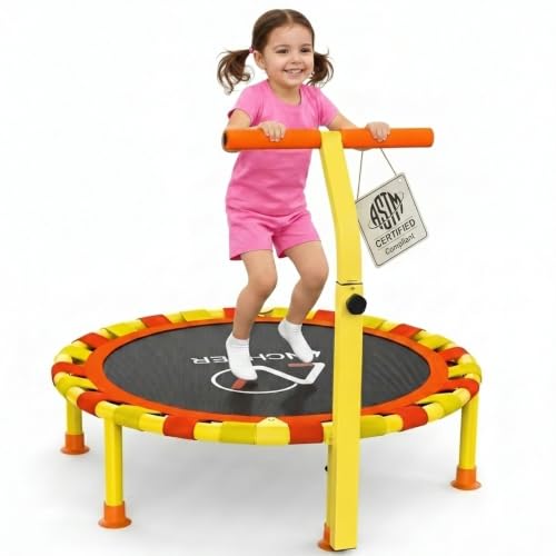 Image of ANCHEER 38'' Indoor Toddler Trampoline for Kids, Foldable with T-Handle