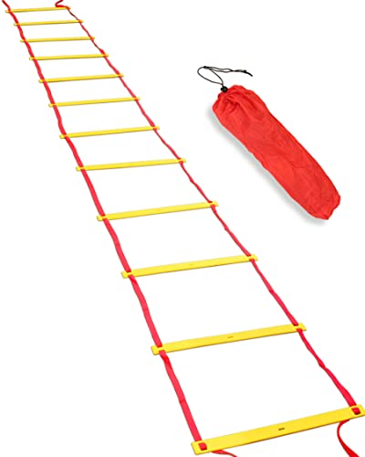 SPORTIKEL24 Koordinationsleiter - Trainingshilfe für Fußball, Leichtathletik & Hundesport - Speed Ladder mit Tragebeutel (Leiter 4 m) Cover